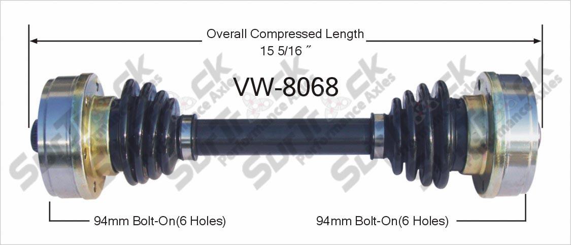 CV Drive Axle Shaft Fits Volkswagen Fastback, Squareback 1969-73 Rear D