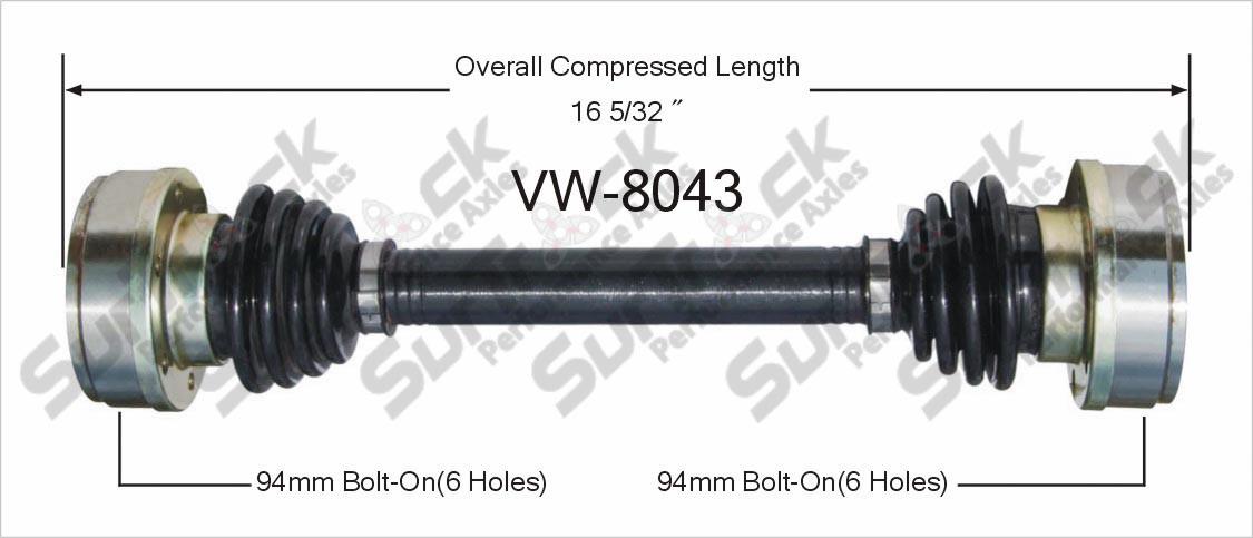 CV Drive Axle Shaft Fits Volkswagen Beetle 1966-79 Rear D/P