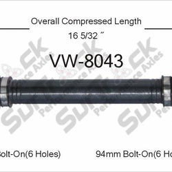 New CV Drive Axle Shaft Fits Volkswagen Beetle 1966-79 Rear D/P
