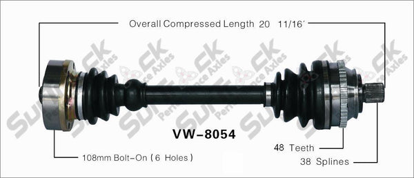 New CV Drive Axle Shaft Fits Volkswagen Eurovan 1992-96 Front D/P