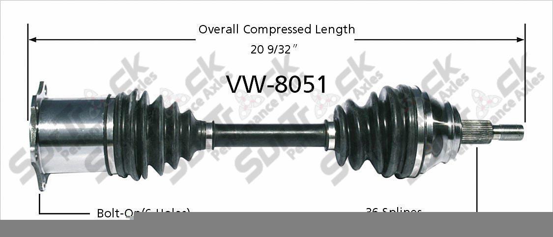 CV Drive Axle Shaft Fits Frt Drivers Side 03-06 5 Speed Automatic VW Golf 1.8L