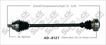 New CV Drive Axle Shaft Fits A3 CC, EOS, GTI, Golf, Passsat 2005-11 Front P