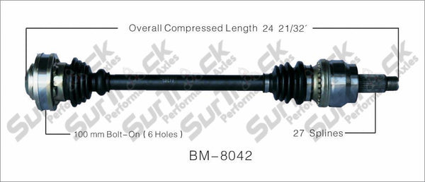 New CV Drive Axle Shaft Fits BMW 525i, 528i, 530i(M/T and A/T) 1997-03 Rear D/P