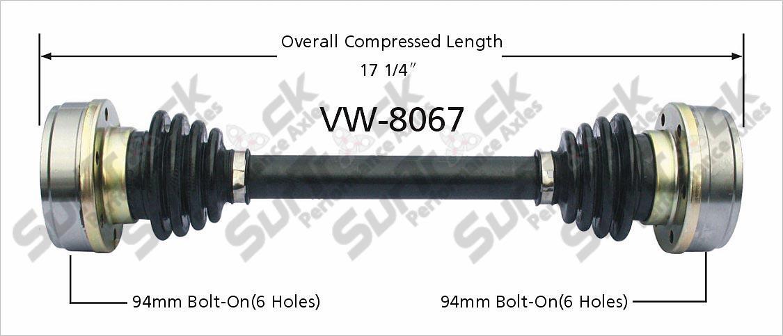 CV Drive Axle Shaft Fits Volkswagen Fastback, Squareback 1969-73 Rear P