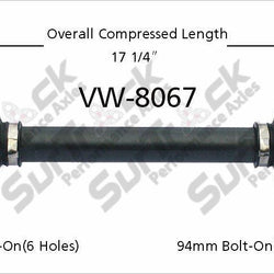 New CV Drive Axle Shaft Fits Volkswagen Fastback, Squareback 1969-73 Rear P