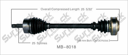 New CV Drive Axle Shaft Fits Mercedes 1999-00 Rear D/P