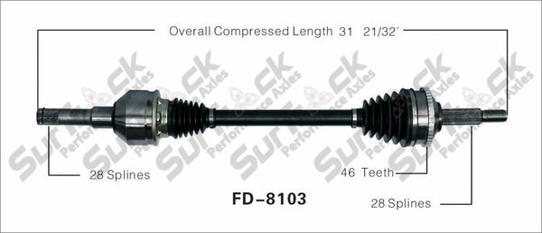 New CV Drive Axle Shaft Fits Lincoln LS 2000-02 Rear D