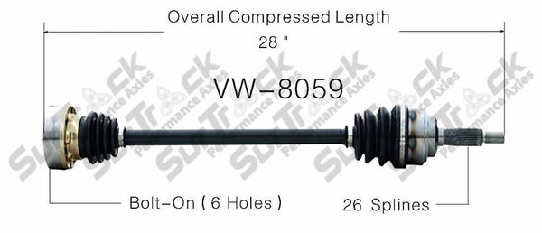 New CV Drive Axle Shaft Fits Volkswagen Vanagon Synchro 1986-92 Front D/P