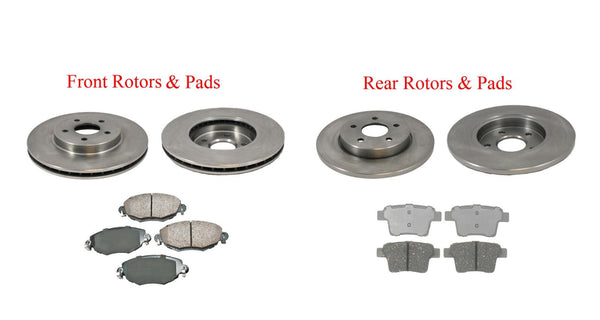 Fits Jaguar 2005-2008 Type X Front & Rear Brake Disc Rotors & Ceramic Pads