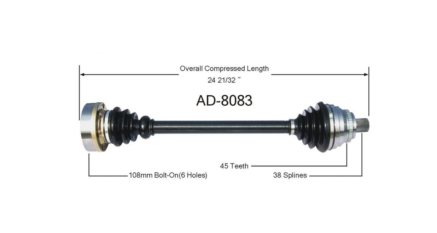 Nuevo eje de transmisión CV para Audi A6, S6 1995-97 lado del conductor delantero