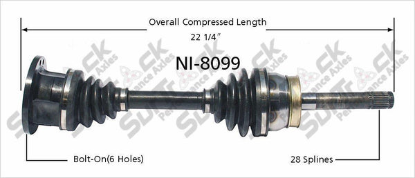 SurTrack NI-8099 CV Axle Shaft - New, Front-Left or Right Xterra Frontier