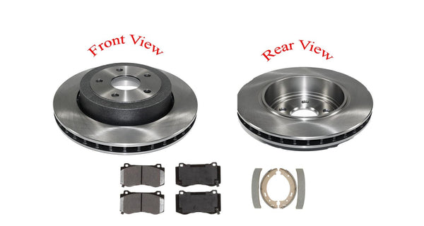 Se adapta al rotor trasero Jeep SRT8 06-10 con pastillas traseras y zapatas de freno de estacionamiento, kit de 4 piezas