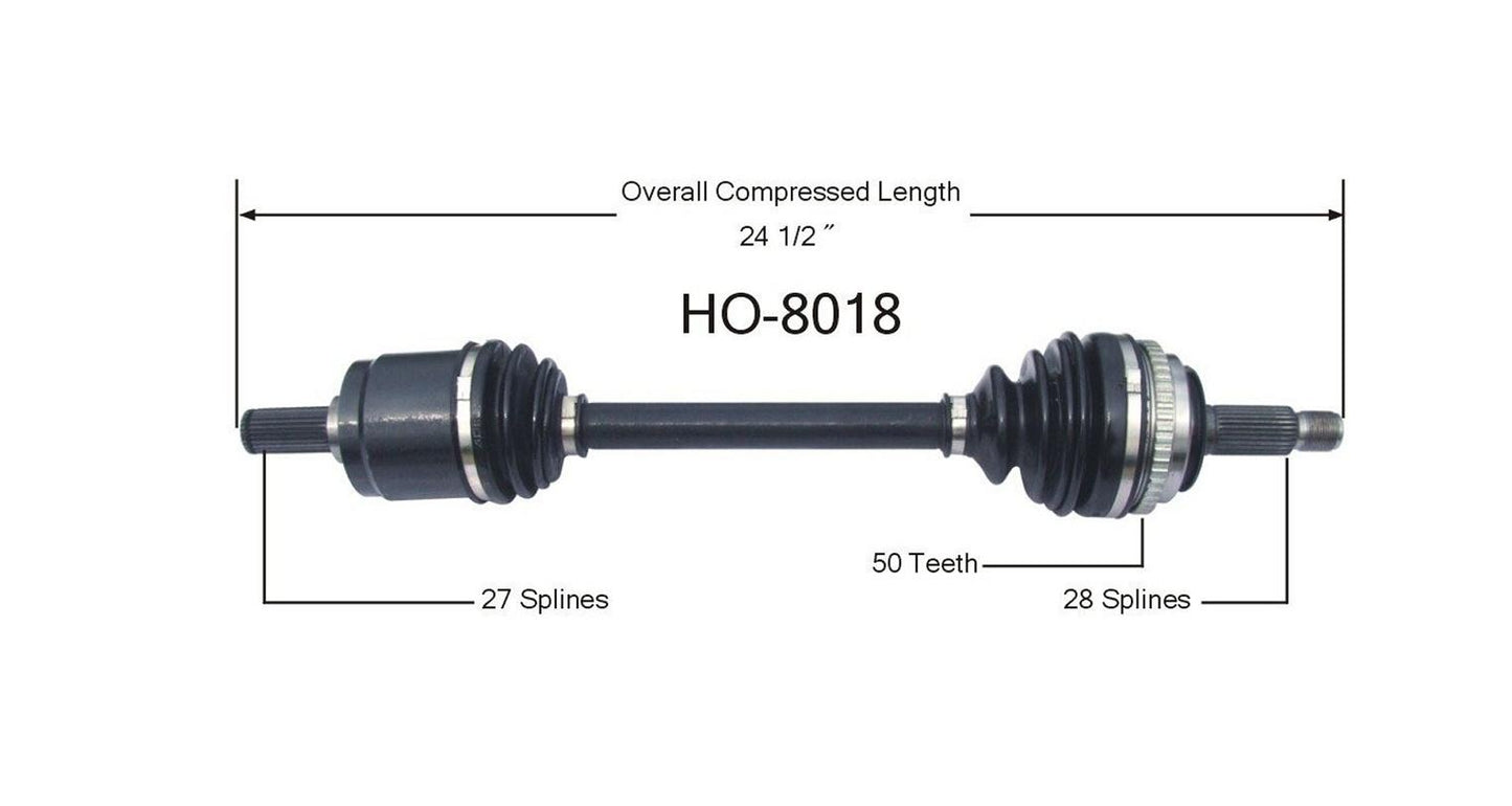 Eje de junta homocinética Prelude del lado del conductor HO-8018