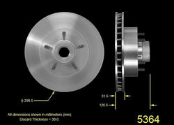 Qualis 5364 Rotor de freno de disco, delantero 94-97 Dodge Ram Van 