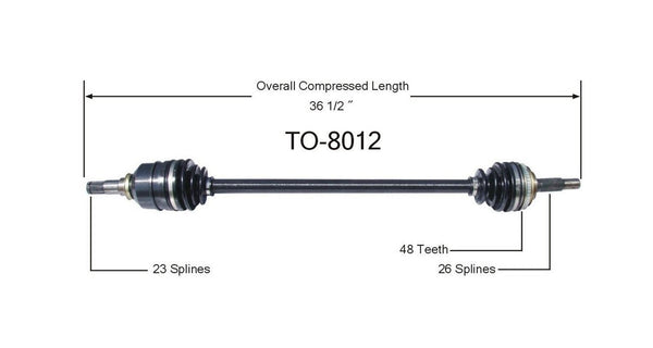 1990-2002 Toyota/Chevrolet/Geo Nuevo Eje de Transmisión CV TO-8012