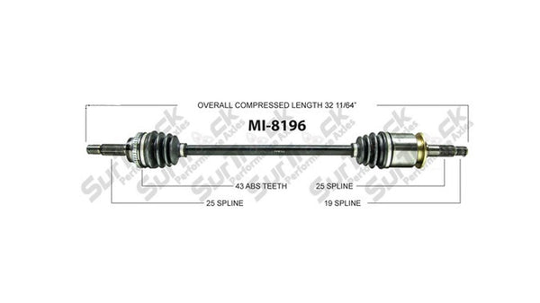 Brand New CV Axle Rear Left or Right Talon 95-98