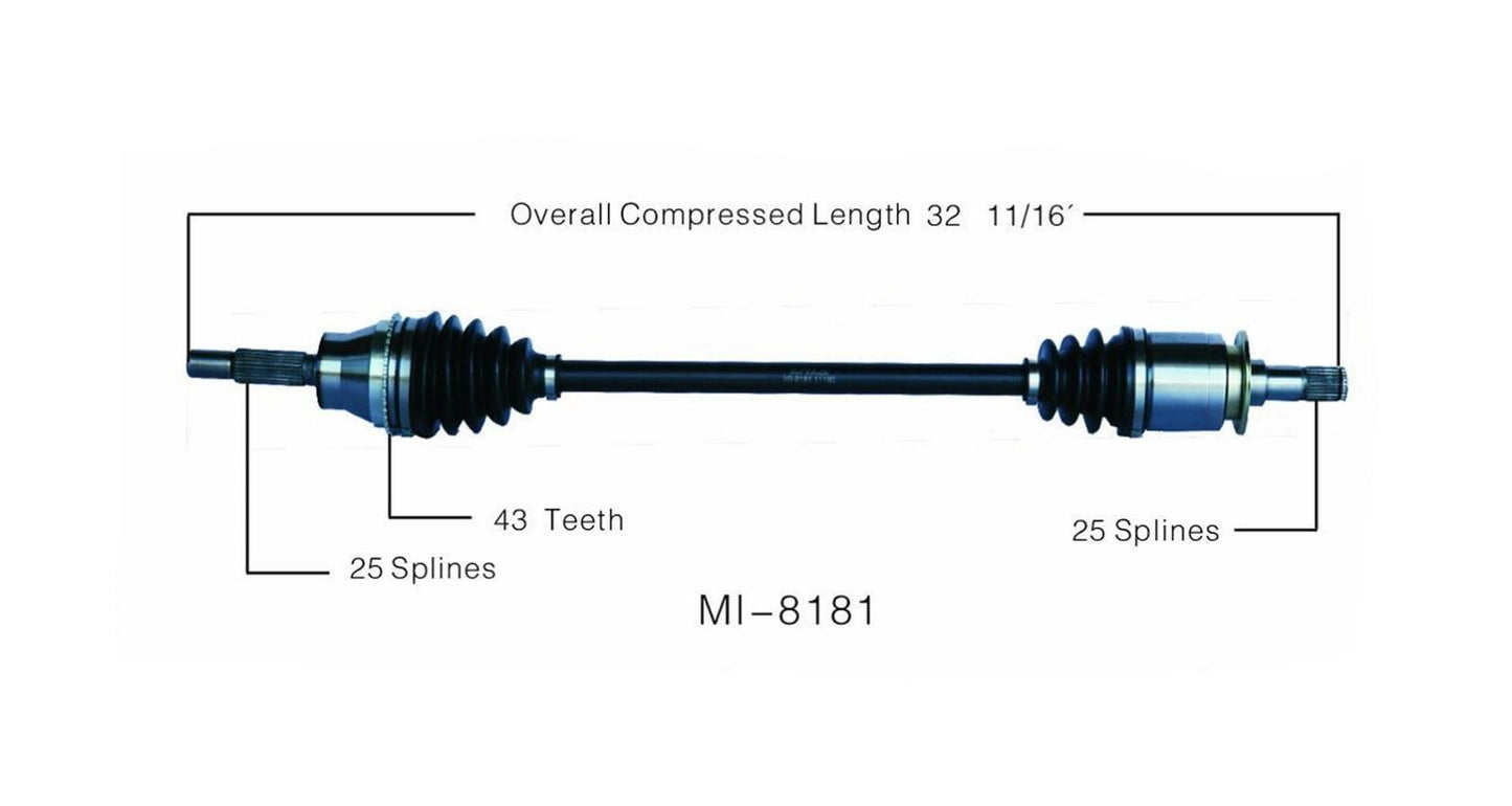 CV Drive Axle Shaft Fits Mitsubishi Outlander 2003-06 Rear D