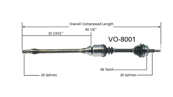 Eje CV del lado del pasajero 100% nuevo para Volvo 850 94-97 con transmisión automática