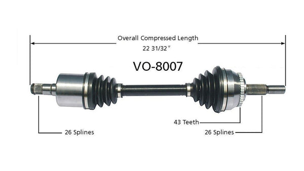 El eje de transmisión CV del lado del conductor se adapta a Volvo S40 V40 2001-2004.