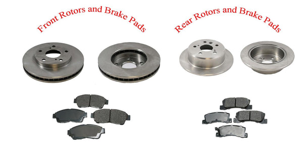 Fits 1992-1999 Toyota Camry 4 Cly F & R Brake Rotors and Ceramic Pads