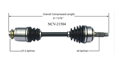 04-08 TSX P/S NUEVO NCV21504 Eje de junta CV, delantero derecho
