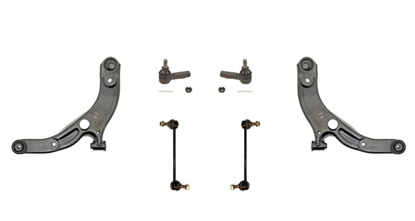 (2) Lower Control Arm w/ Ball Joints & Tie Rods 6Pc Kit For Mazda Protege 99-00