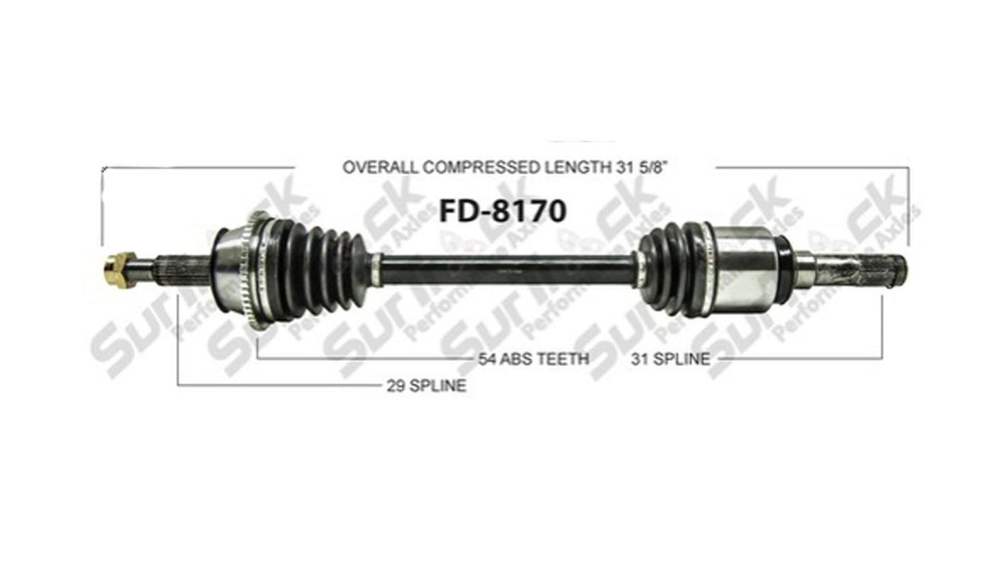 FD8170 Rear Drivers Side CV Drive Axle Call Check Info