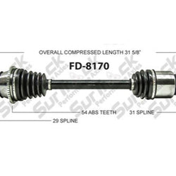FD8170 New Rear Drivers Side CV Drive Axle Call Check Info