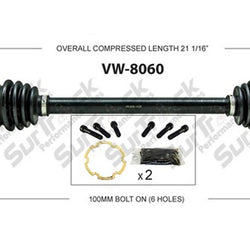 SurTrack VW-8060 CV Axle Shaft - New, Rear Left Fits 411 412 Vanagon