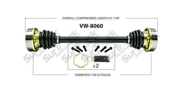 SurTrack VW-8060 CV Axle Shaft - New, Rear Left Fits 411 412 Vanagon