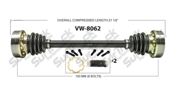 SurTrack VW-8062 CV Eje trasero derecho/izquierdo ¡Se adapta SOLAMENTE a Vanagon 1980-1982 M/T!