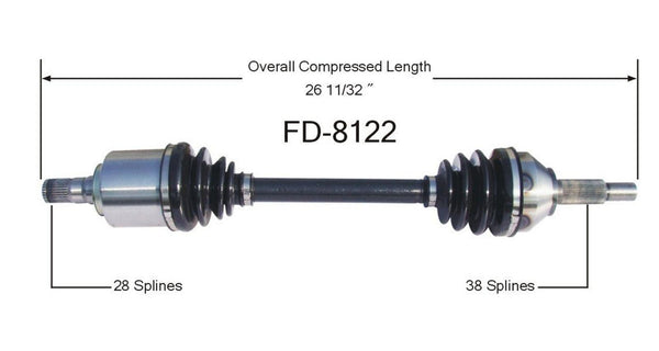 SurTrack FD-8122 CV Axle Shaft - New, Front Left Fits Montegro & Five Hundred