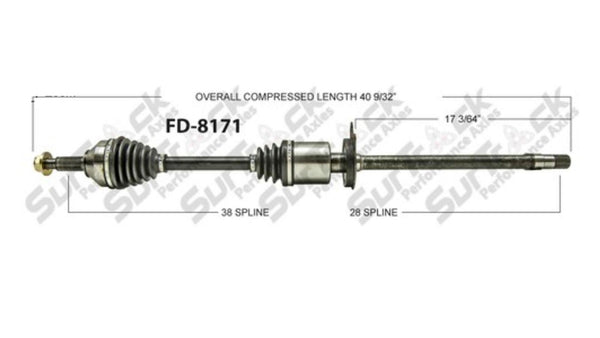 Eje de transmisión CV delantero nuevo Five Hundred Montego FWD F21 solo lado del pasajero