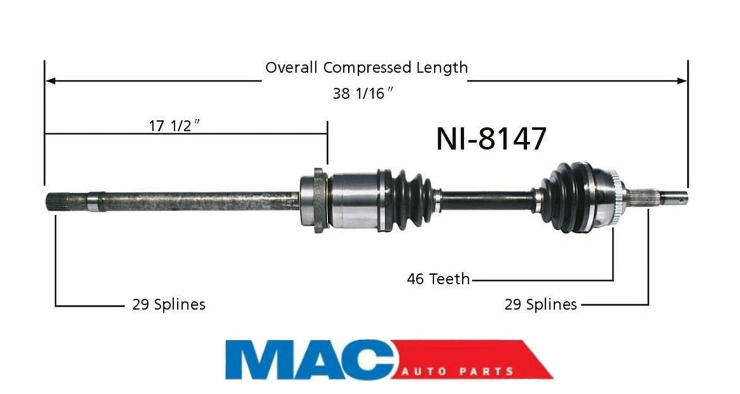 CV Drive Axle Shaft Fits Infiniti I30 Nissan Maxima 1995-99 Front Passenger MT