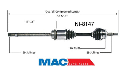 CV Drive Axle Shaft Fits Infiniti I30 Nissan Maxima 1995-99 Front Passenger MT