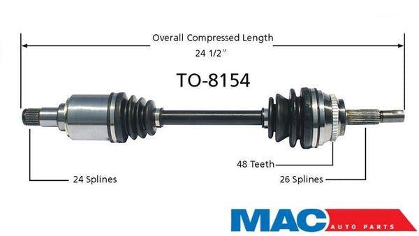 Eje de transmisión CV delantero izquierdo compatible con tracción delantera Toyota Rav4 con ABS de 4 ruedas
