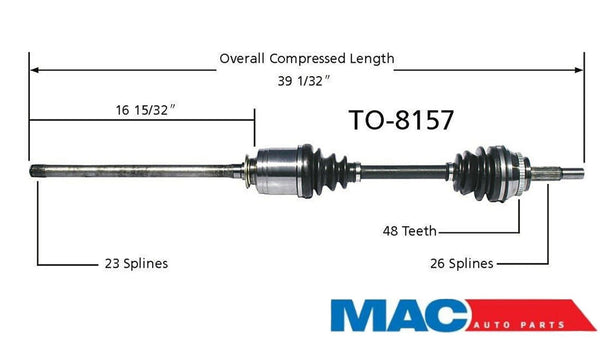 SurTrack TO-8157 CV Axle Shaft - New, Front Right RAV4 01-05 AWD