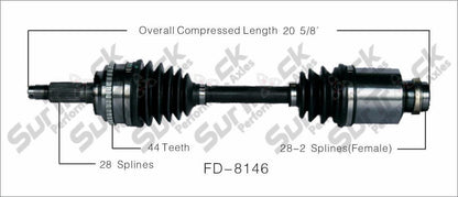 Se adapta al eje Fusion 6 velocidades automático SurTrack FD-8146 CV - Nuevo, delantero derecho 