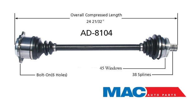 New CV Axle Shaft Fits Audi A4 QUATTRO 2002 Front Passenger Side M/T FTZ!!!