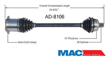 Eje CV nuevo delantero derecho AD-8106 se adapta a Audi A4 Quattro Man Trans 02-08 