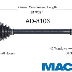 Eje CV nuevo delantero derecho AD-8106 se adapta a Audi A4 Quattro Man Trans 02-08 