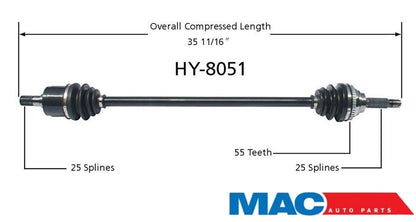 SurTrack HY-8051 CV Axle Shaft - New, Front Right Fits Accent 00-05 M/T
