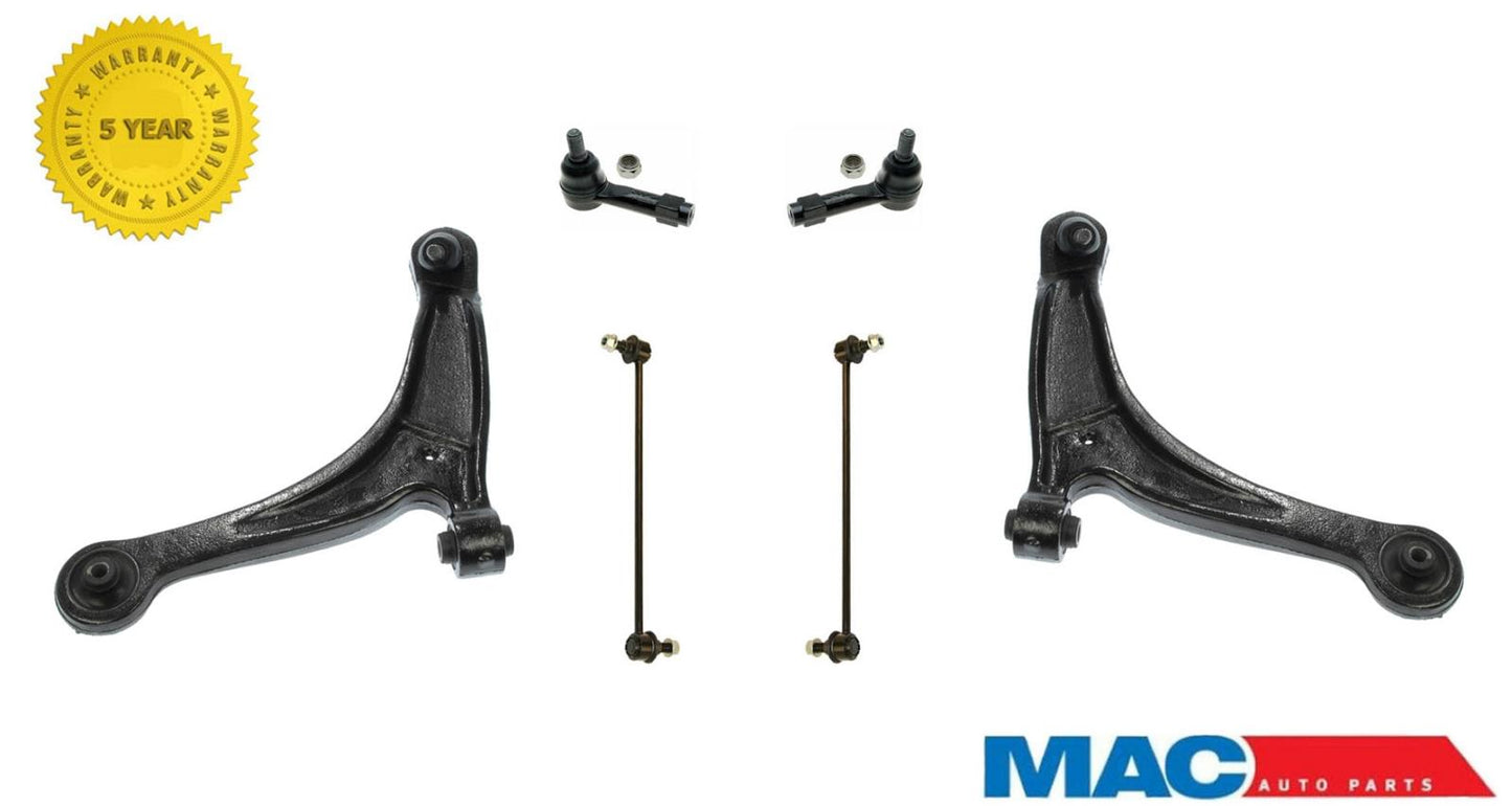 6 Pcs Chassis Kit Lower Arms W/ Ball Joints, Tie Rods Fits Ridgeline 06-14