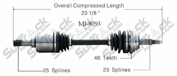 SurTrack MI-8093 CV Axle Shaft - New, Front Left 98-99 Neon Drivers Side