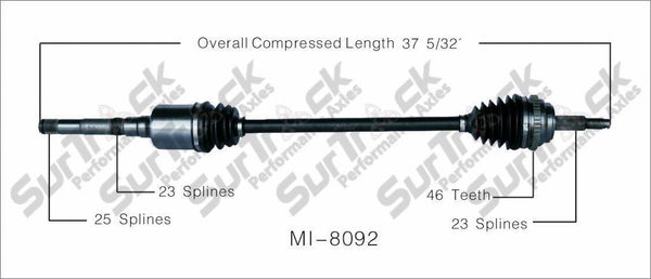 SurTrack MI-8092 CV Axle Shaft - New, Front Right 98-99 Neon P/Side W Automatic