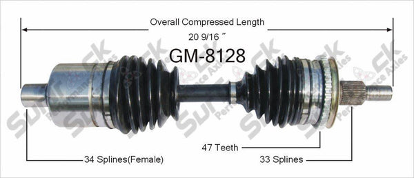 Lado del conductor Z34 LTZ GM-8128 Eje CV - Nuevo, delantero izquierdo 