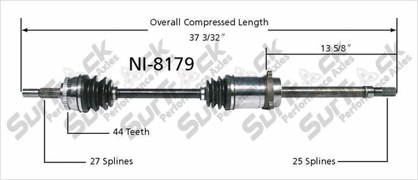 SurTrack NI-8179 CV Axle Shaft New Front Right Fits G20 BASE MODEL ONLY CALL CK