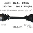 Nuevo eje Cv del lado del pasajero compatible con motores DOHC Integra Civic Si Del Sol 94-01