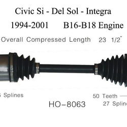 Nuevo eje Cv del lado del pasajero compatible con motores DOHC Integra Civic Si Del Sol 94-01