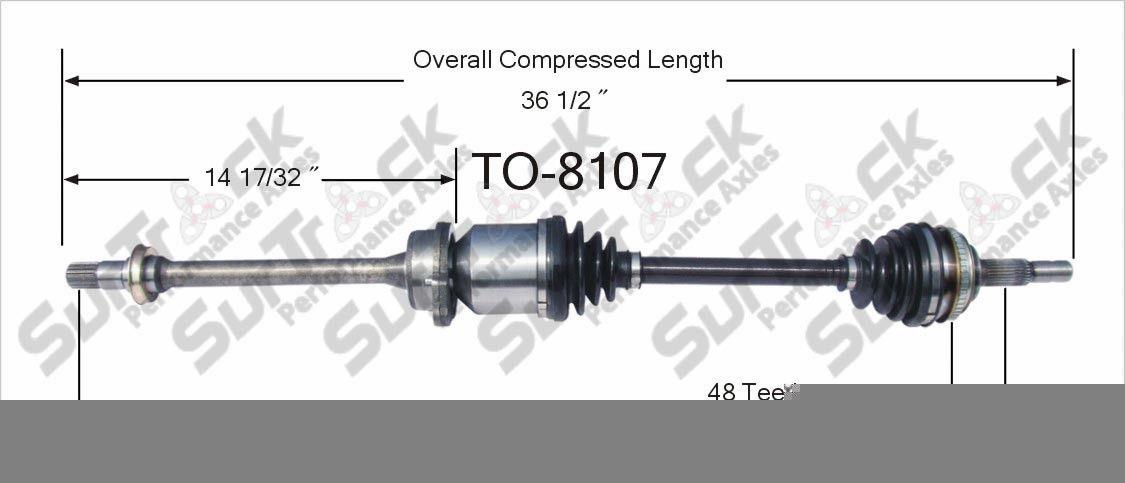 TO-8107 Eje CV - Nuevo, delantero derecho P/S 94-99 Celica 2.2L GT M/T o A/T 
